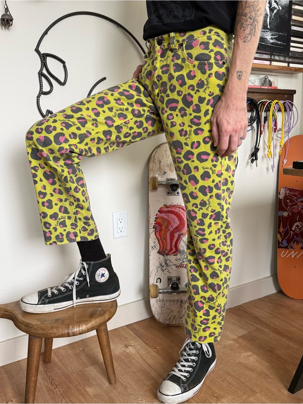 Teddy Fresh X Trixie Mattel Neon Leopard Print Pants ~ Size 30 X 29 - Picture 3 of 9
